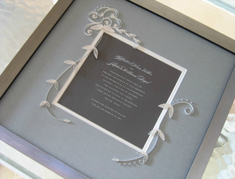Quilled and Framed Wedding Invitation by Ann Martin