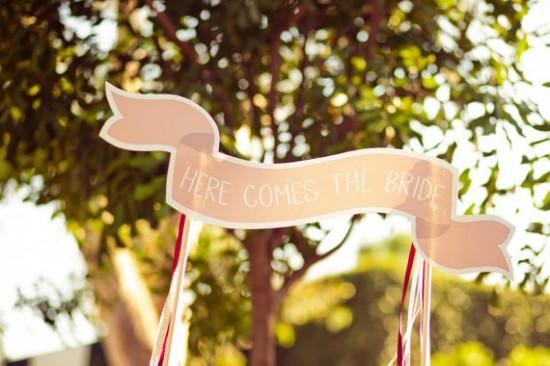 Here Comes the Bride Banner Ready Go Sarah Kathleen 550x366 Wedding Stationery Inspiration: Here Comes the Bride Signs