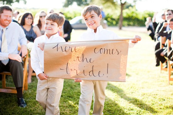 Here Comes the Bride Sign Sweet Emilia Jane Nancy Neil 550x366 Wedding Stationery Inspiration: Here Comes the Bride Signs