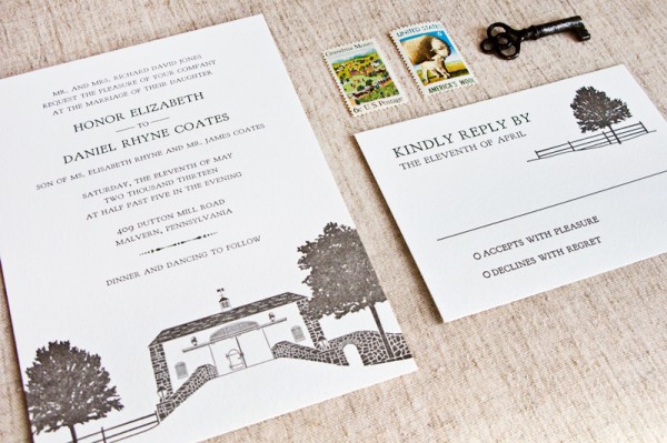 Custom Wedding Invitations by Laura Macchia via Oh So Beautiful Paper (1)