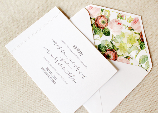 Antique floral wedding invitations