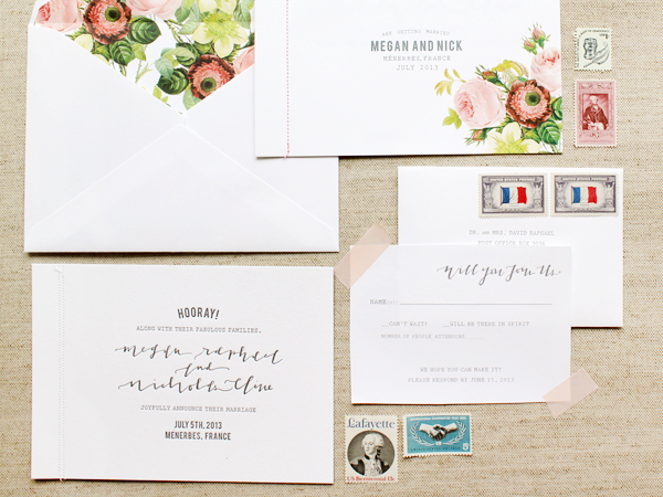 Vintage floral wedding invitations