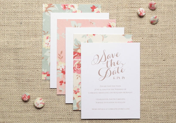 Antique floral wedding invitations