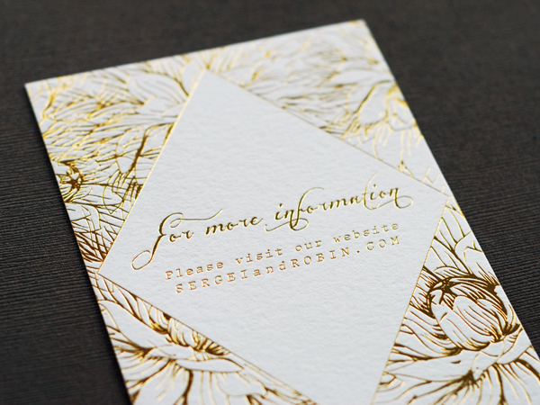 Floral and Gold Foil Wedding Invitations