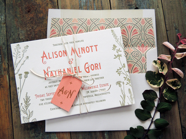 Art Deco Garden Wedding Invitations by Harken Press via Oh So Beautiful Paper