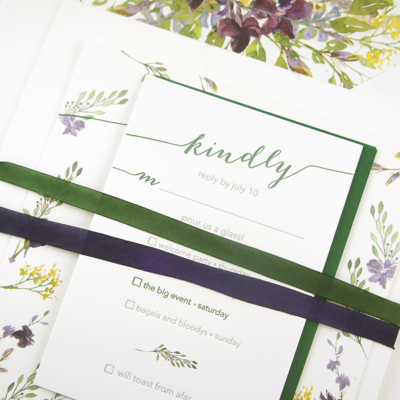 Illustrated Wildflower Wedding Invitations