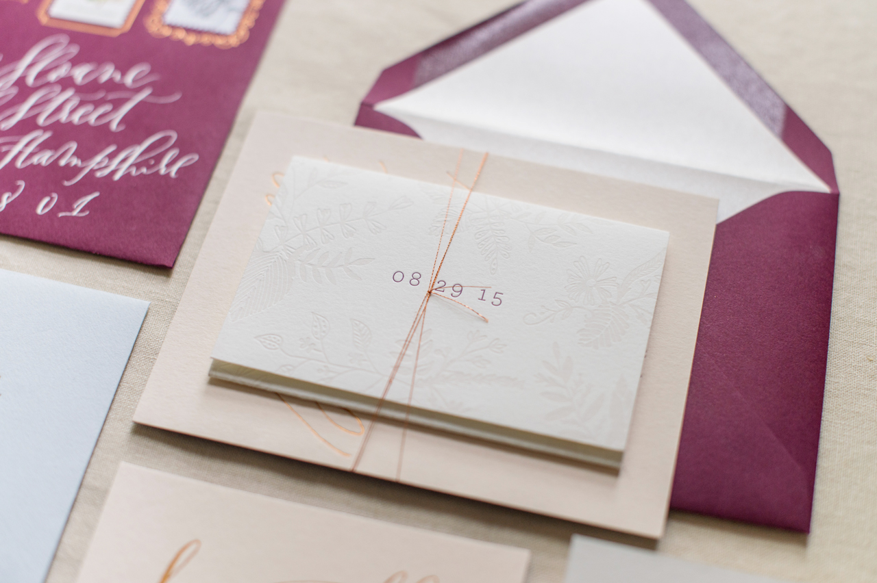 Romantic Copper Foil Wedding Invitations by Gus & Ruby Letterpress