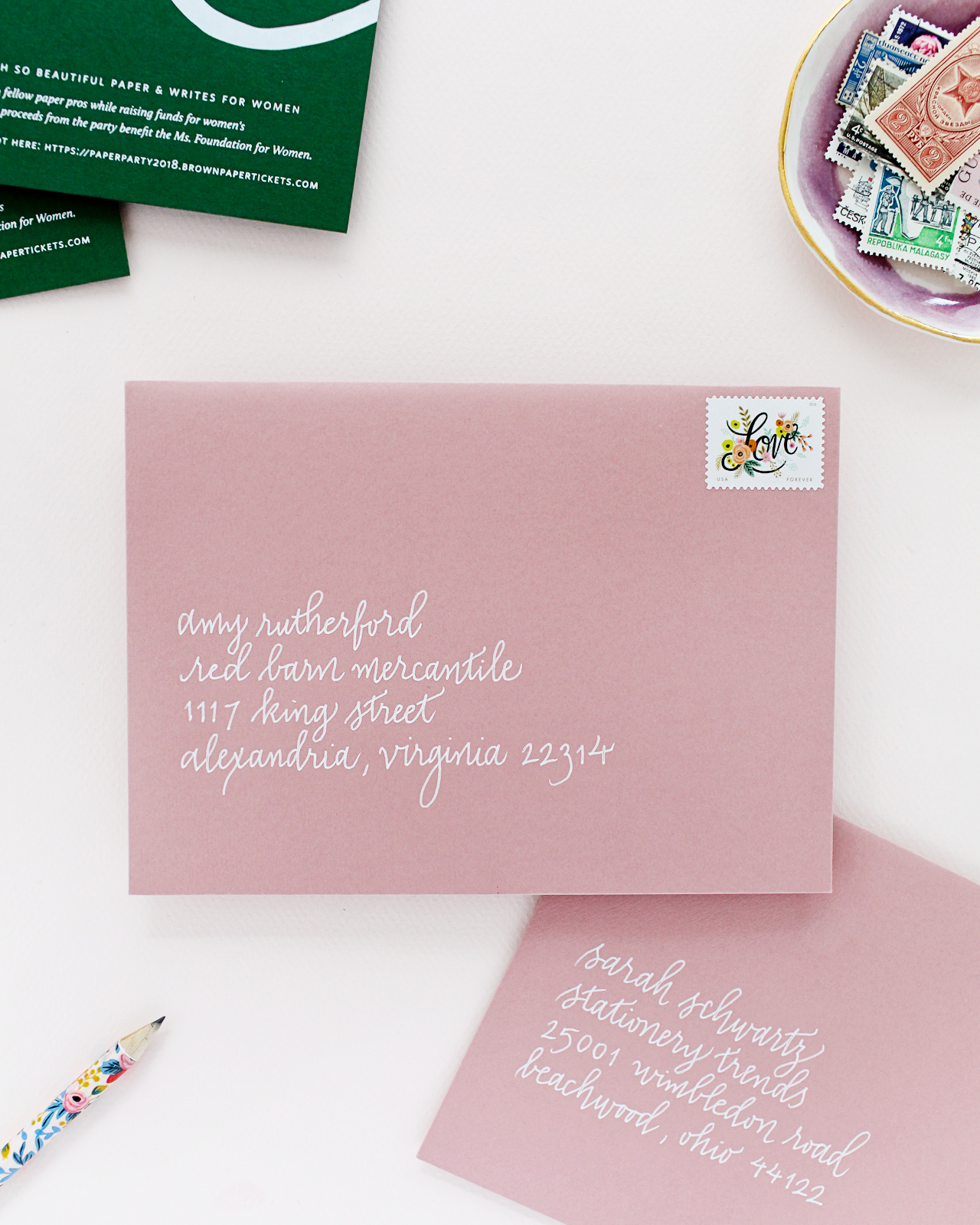 Modern Minimalist Invitation Inspiration with Abstract Shapes / Design by Ramona & Ruth / Printed by Bella Figura on Legion Paper Colorplan Forest Green