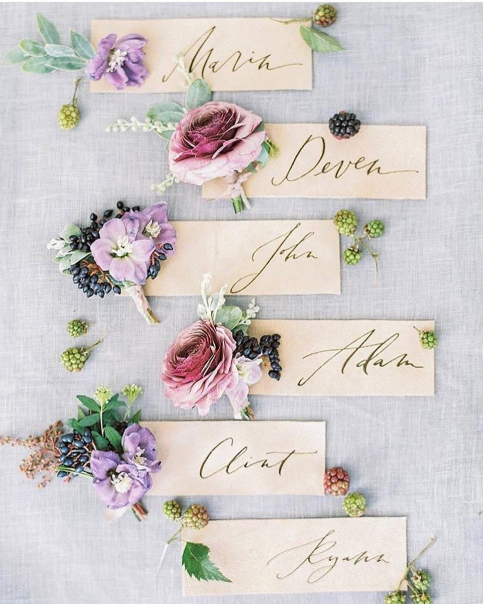 Calligraphy Place Cards by Script Merchant / Photo Credit: Kayla Barker Photography