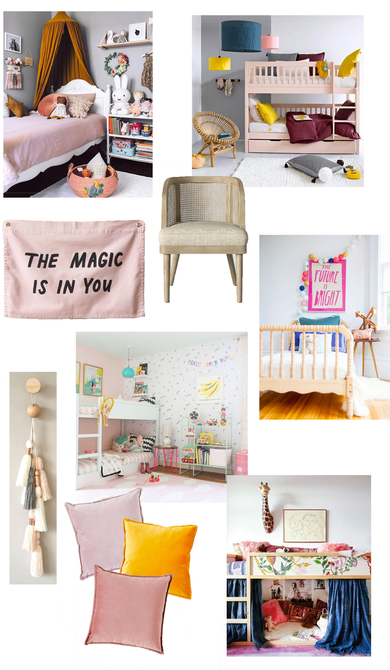 Colorful and Modern Shared Girls Room Moodboard