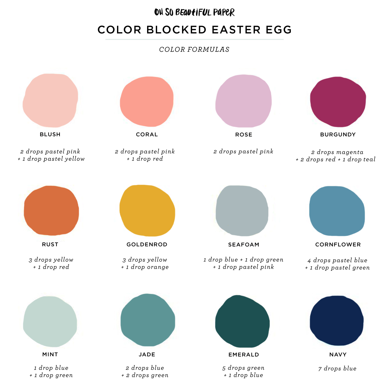 DIY Modern Color-Blocked Easter Eggs Color Formulas