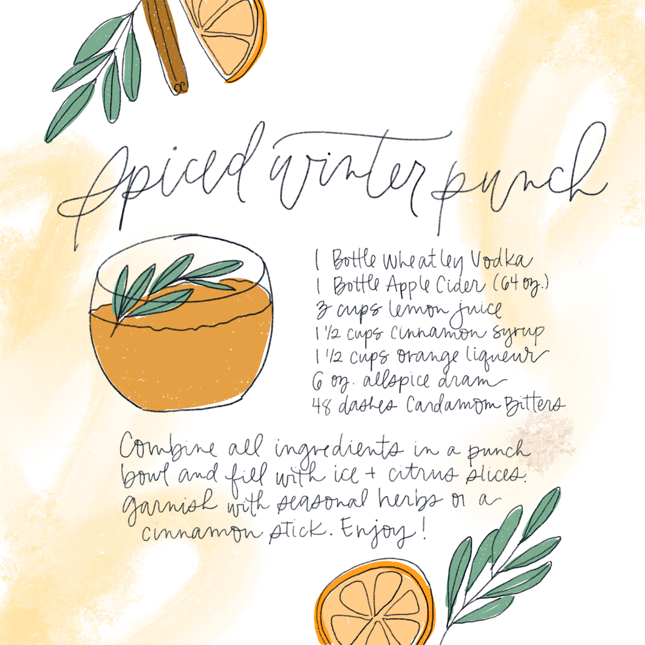 Spiced Winter Punch Holiday Cocktail Recipe