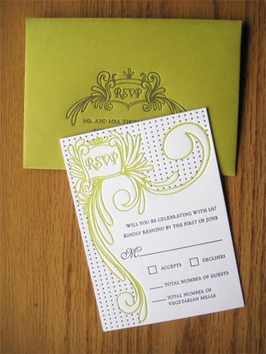  500wi Chartreuse Charcoal Wedding Invitations