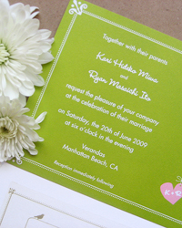 Kari and Ryan's Pink and Green Invitations