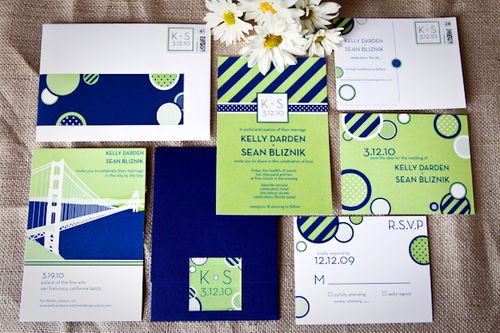  Hearts Wedding Design sent over these custom lime green and navy blue 