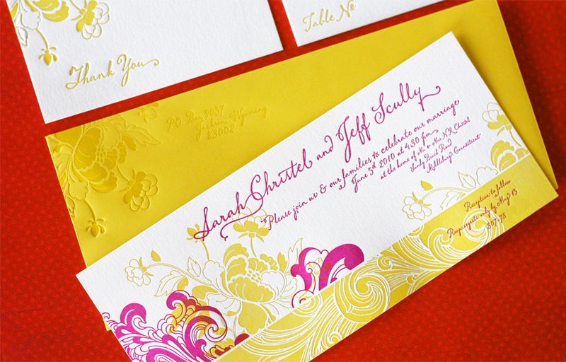 Sarah-jeff-fuschia-yellow-wedding-invitations