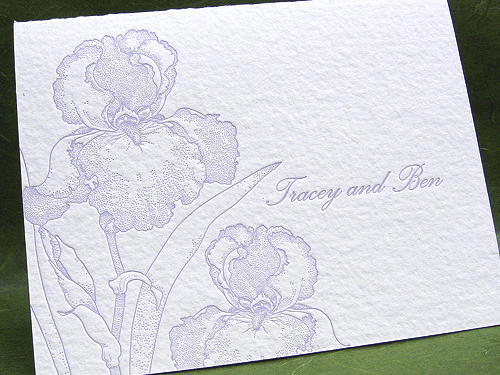 Iris Floral Letterpress Personal Stationery