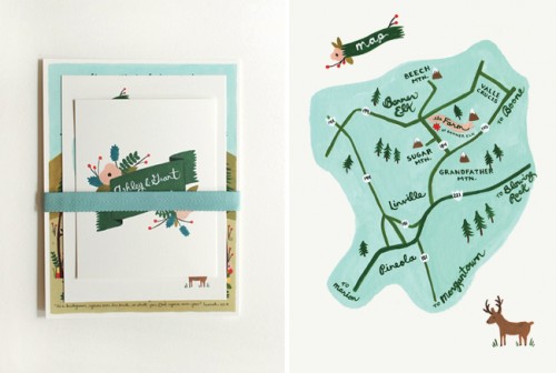 Rifle Paper Co Illustrated Wedding Invitation and Map