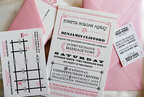 Pink, Black + White Invitations