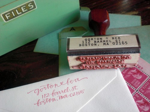 calligraphy return address stamps