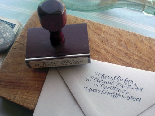 calligraphy return address stamps