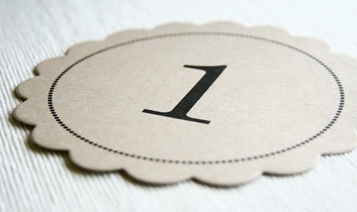 scallop kraft paper wedding table number signs