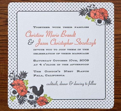 swiss dot letterpress wedding invitations