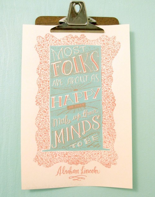 happiness art print abraham lincoln quote