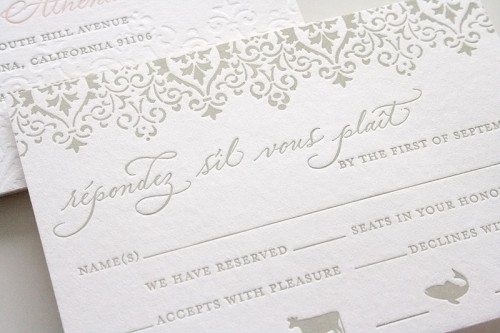 pink and gray classic wedding invitation