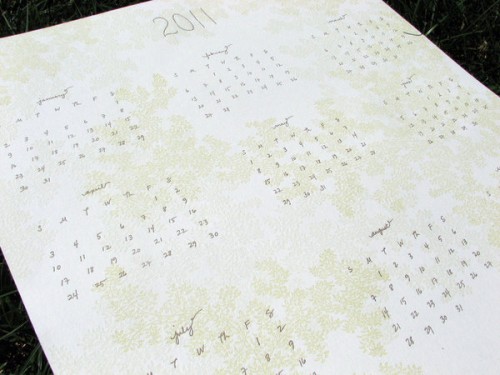 letterpress hanging calendar