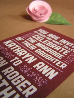 Red-Pink-Screenprinted-Wedding-Invitations-Detail