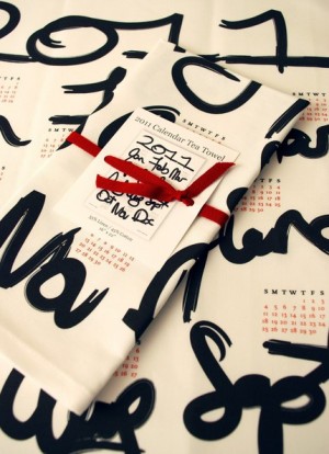 typography tea towel calendars