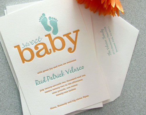 custom letterpress baby announcements
