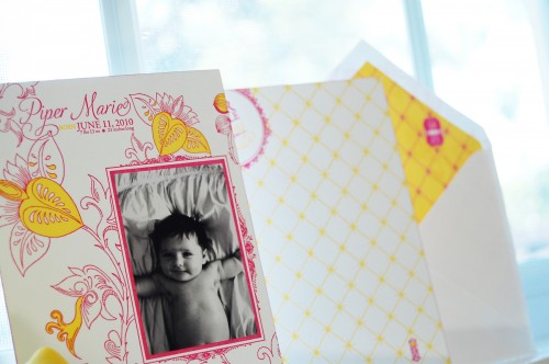 Modern-Pink-Yellow-Baby-Announcements