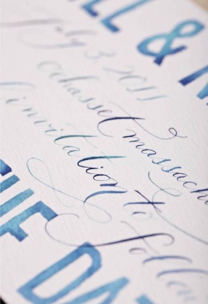 Blue Watercolor Calligraphy Save the Dates