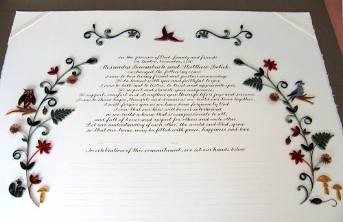 Nature-Inspired-Quilled-Marriage-Certificate