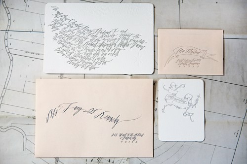 New Orleans Map Modern Calligraphy Letterpress Wedding Invitations