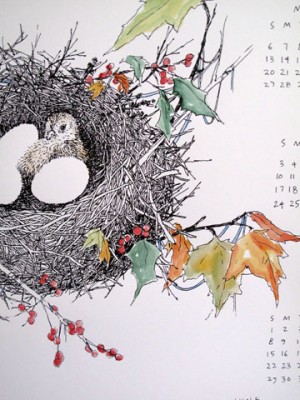 Year-of-Nesting-2011-Watercolor-Calendar-Detail