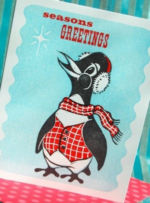 pup-and-pony-retro-penguin-holiday-card