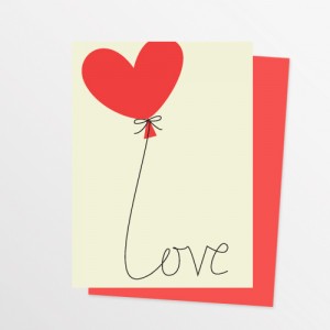 Modern Heart Balloon Love Note Card