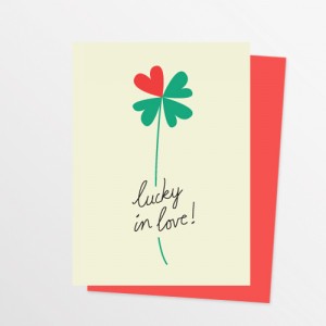 Modern Lucky Shamrock Love Card