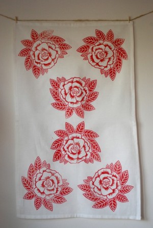 Hand-printed-linoleum-cut-tea-towels