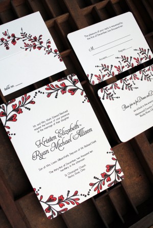 Red-Black-Floral-New-Years-Eve-Letterpress-Wedding-Invitation-Suite