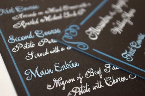 Swirly-Romantic-Calligraphy-Brown-Blue-Wedding-Menu