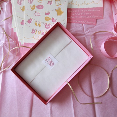 Hand-Lettered-Pink-Letterpress-Baby-Shower-Invitations