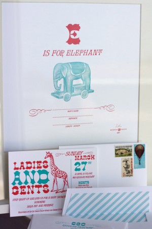 Red-Turquoise-Letterpress-Circus-Theme-Baby-Shower-Invitations