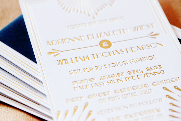 The Printing Process: Foil Stamping / Gold Foil Art Deco Wedding Invitations by 4th Year Studio / Oh So Beautiful Paper