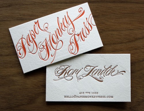 Calligraphy Letterpress Business Cards