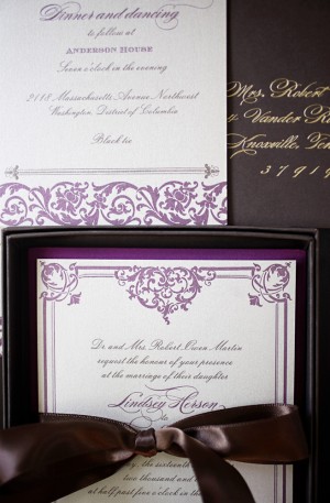 Purple-Gold-Ornate-Letterpress-Wedding-Invitations