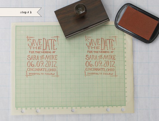 Hand Stamped Save the Dates: Step 1